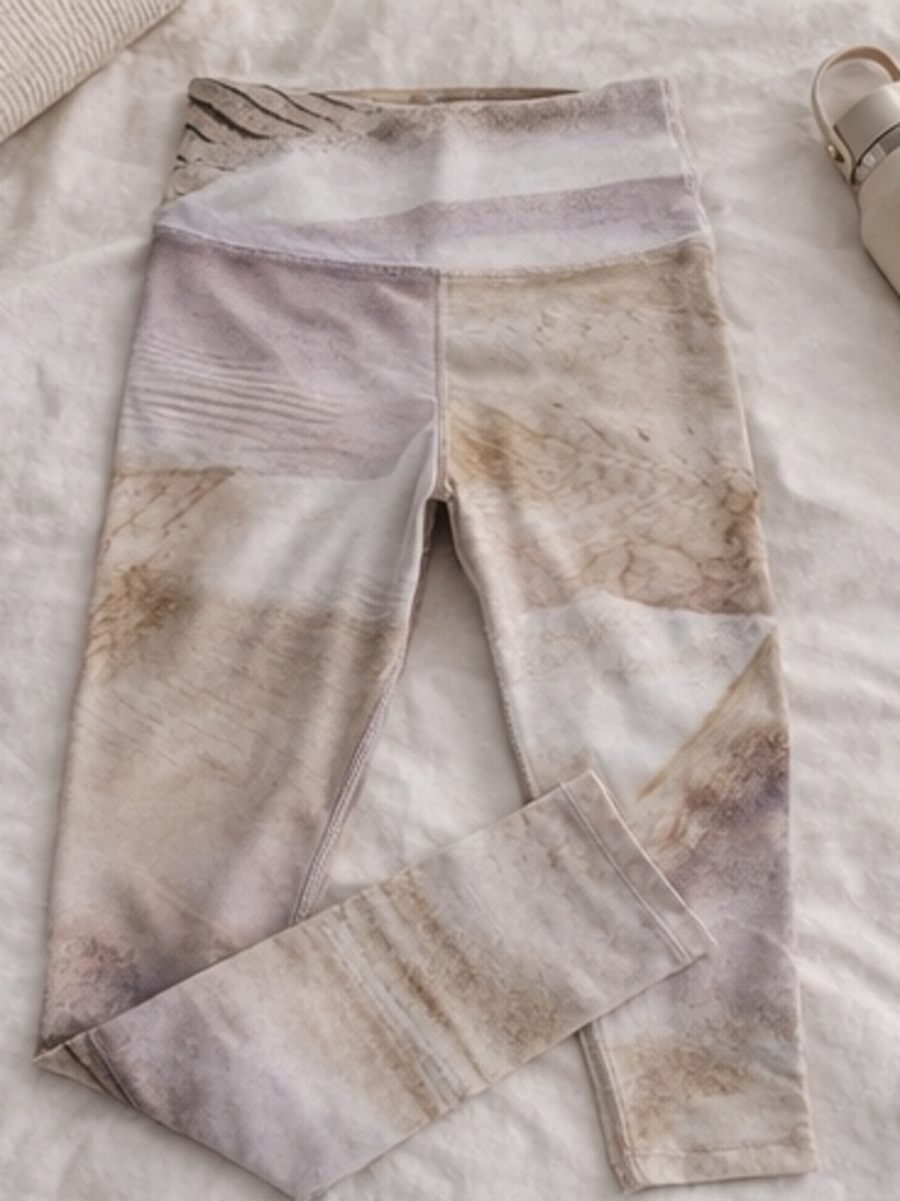 Apana Marble Print Yoga Leggings XS Neutral Athleisure Pilates Activewear
